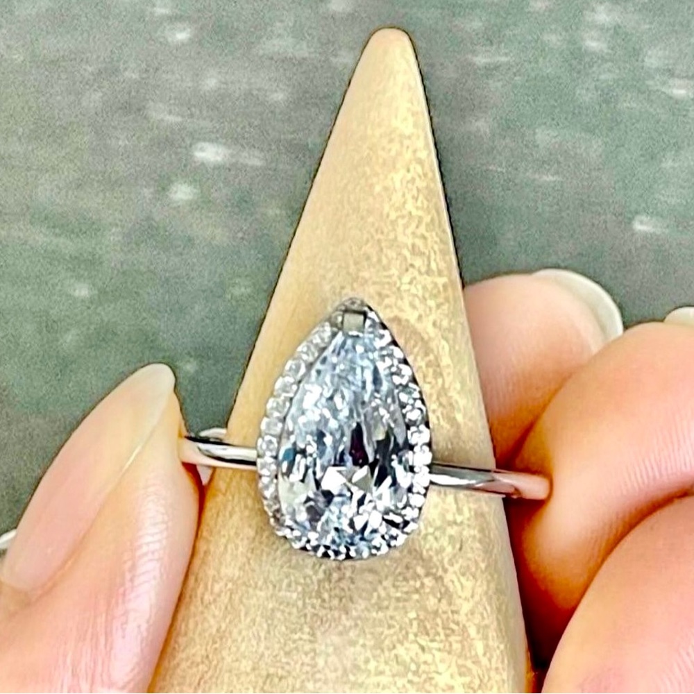 Solid 925 Sterling Silver Water Drop Ring